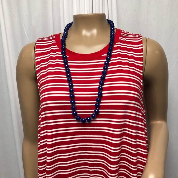 Time and Tru Dress Womens Size Large 12-14 Red White Sleeveless Shift Comfy NEW - Picture 2 of 8